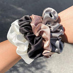 OLESILK 100% Mulberry Silk-Scrunchies for Hair Sleep, Women Grils Silk Hair Ties for Frizz & Breakage Curly Hair, No Damage, Elastics Ponytail Holder, 3 Pack