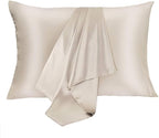 Silk Pillowcase for Hair and Skin 2 Pack 100% Mulberry Silk Bed Pillowcase Hypoallergenic Soft Breathable Both Sides Silk Pillow Case with Hidden Zipper, Queen Size Pillow Cases (Buff Beige)