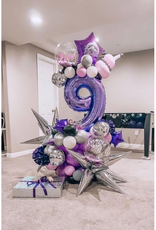 Purple Number 8 Balloon 40 Inch, 8th Birthday Party Decorations Men Women | - Image 3