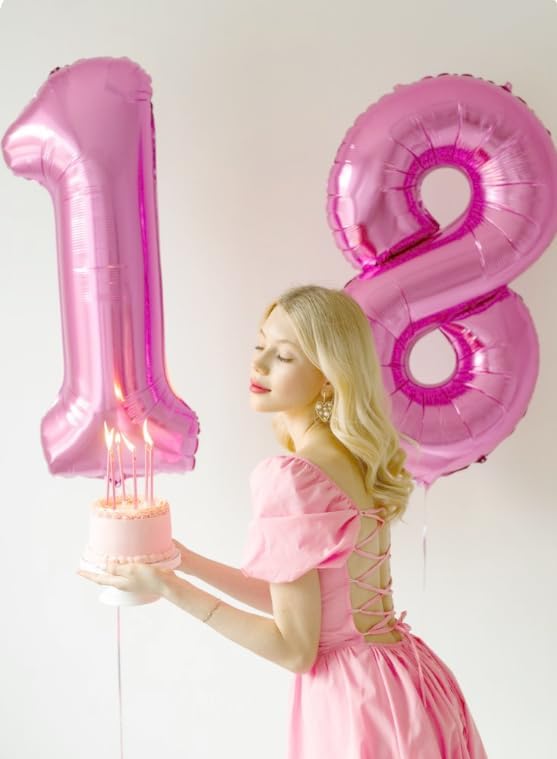 Pink Number 1 Balloon 40 inch, Balloon numbers party supplies, deco photo shoot - Image 4