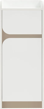 BarberPub Salon Spa Storage Cabinet, Barber Hair Stylist Station with 1 Drawer and 1 Cabinet, Beauty Salon Organizers 40” Tall DC2022 (White&Beige)
