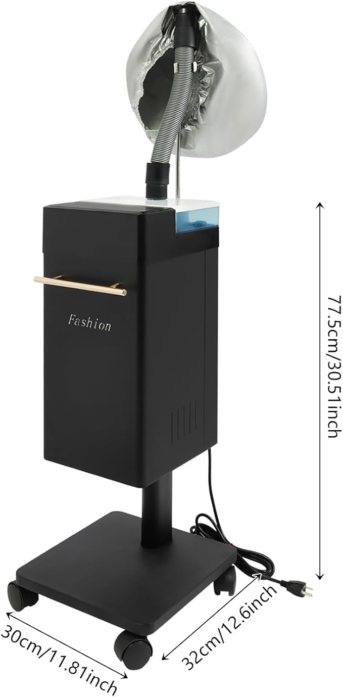 Nano Hair Steamer Micro Mist Hydration Hair Machine Professional Standing Hooded Hair Steamer for Deep Conditioning Multi-Function Hair Care Equipment for Color, SPA, Ozone, Hair and Scalp Care, 110V