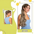 RUNATURE Ponytail Extension Human Hair Balayage Blonde Short Ponytail Human Hair Extensions Clips 12 Inch 70g Ombre Walunt Brown Fading to Ash Brown with Light Blonde Pony Tail Hair Extension Short