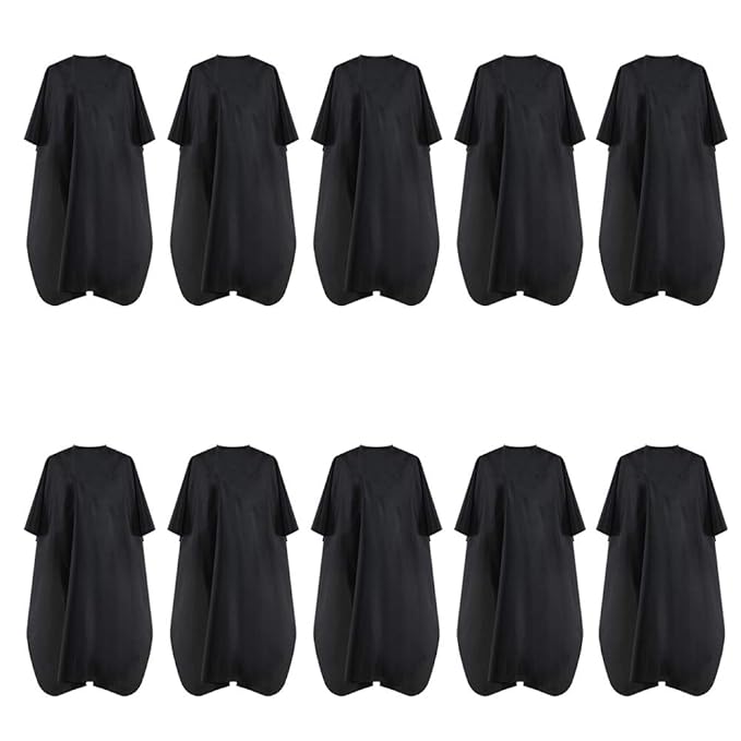 Black Waterproof Hair Salon Cape Professional Barber Cape with Metal Snap Closure Hair Cutting Cape (Black-10 Pack)