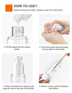 LONGWAY 3.4 Oz 100ml Clear Airless Cosmetic Cream Pump Bottle Travel Size Dispenser Refillable Containers/Foundation Travel Pump Bottle for Shampoo (Pack of 6)