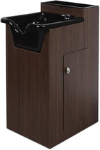 Cumberland Shampoo Bowl Cabinet in Walnut - Cabinet Only | Minerva Beauty