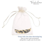 French Amie White Tokyo Handmade Curved Strong Grip Celluloid Automatic Volume Hair Clip Barrette (White Tokyo)