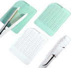 Silicone Hot Tool Mat – 2-Pack Heat-Resistant Pads for Flat Irons, Curling Wands & Hair Dryers, 8.6″ × 6.3″ Anti-Slip, Up to 480 °F Protection – White & Mint Green