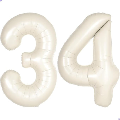 Cream White Number 34 43 Balloon by Unknown