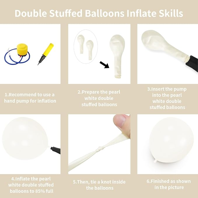 Double Stuffed White Balloons Different Size 115Pcs 5/10/12/18 Inch White Pearl - Image 4