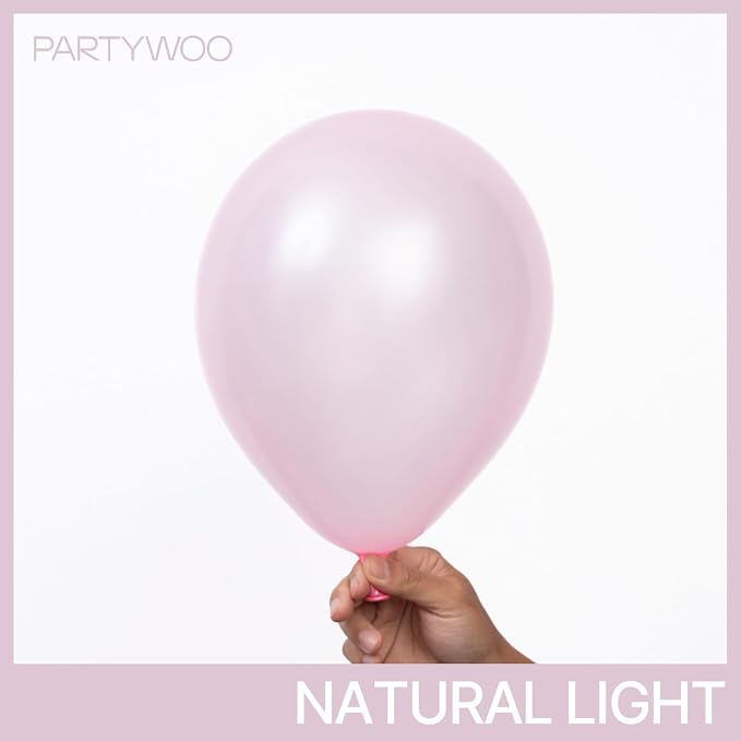 PartyWoo Pearl Pink Balloons 50pcs Light Pastel Baby Pale Pink Color | 12 Inch - Image 2