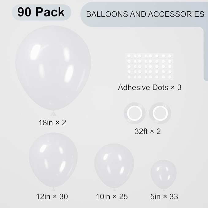 Voircoloria 90pcs Clear Balloons Garland Arch Kit, 18 12 10 5 Inch | - Image 2