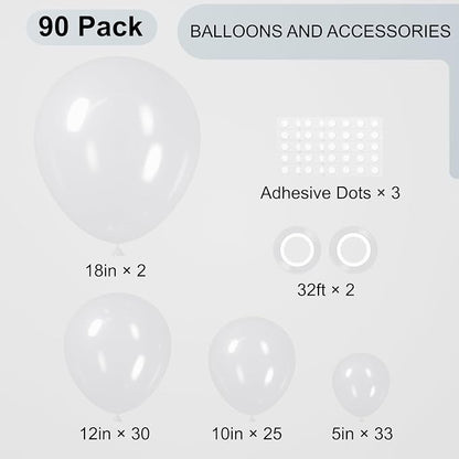 Voircoloria 90pcs Clear Balloons Garland Arch Kit, 18 12 10 5 Inch | - Image 2