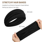 AKTVSHOW Black Headbands for Women Non-Slip Head Band for Women’s Hair Wide Thick Sweat Hair Bands, Trendy Hair Accessories for Women