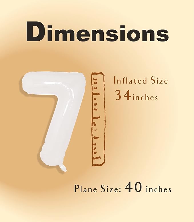 SUWEN 40 Inch White Large 7 Balloon Number Big Foil Helium Numbers 0-9 | Giant - Image 4