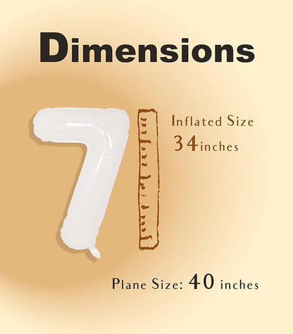SUWEN 40 Inch White Large 7 Balloon Number Big Foil Helium Numbers 0-9 | Giant - Image 4