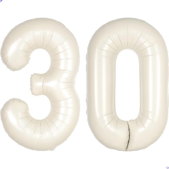 Cream White Number 30 Balloon for First Birthday Decorations, 40 inch Huge by Unknown