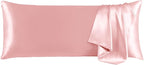 THXSILK Set of 2 Silk Pillowcase for Hair and Skin, 100% Mulberry Silk Bed Pillowcase Ultra-Soft, Hypoallergenic Soft Breathable Silk Pillow Case with Hidden Zipper, Body Size 20"x54", Pink