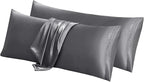 Aormenzy Satin Body Pillow Cover Set of 2, 20x54 Inches Dark Grey Case for Adults, Silky Soft & Cooling Pillowcase With Envelope Closure