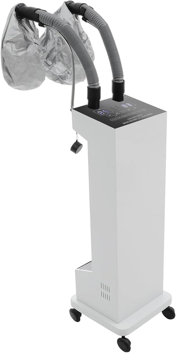 Professional Nano Hair Steamer, Multi-Function Micro-Mist Hair Steamer with Universal Wheel 2 Vaporizing Caps for Deep Care Hair Repair Salon Spa (White)