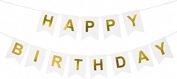 White Happy Birthday Banner Sign by Unknown
