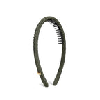 SHE'S FREE STYLE JUST FOR YOU Upgraded Classic Thin Headbands for Women, Non-Slip Polyester & Plastic Hair Bands with Teeth for Strong Hold Grip, Durable Hair Accessories (Green-D0, Upgrade)