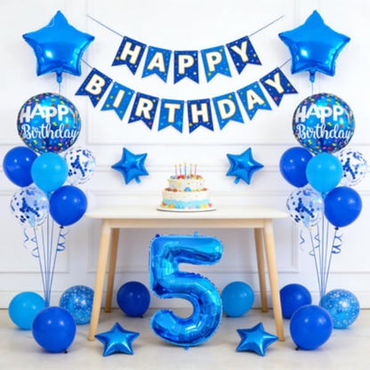 5th Birthday Large Foil Balloons Blue， Balloon Decorations - Image 3