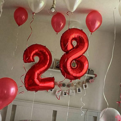 20 Pcs Red 16" Number Balloons 2 Sets 0-9 Foil Balloon Numbers Décor | Glossy - Image 4