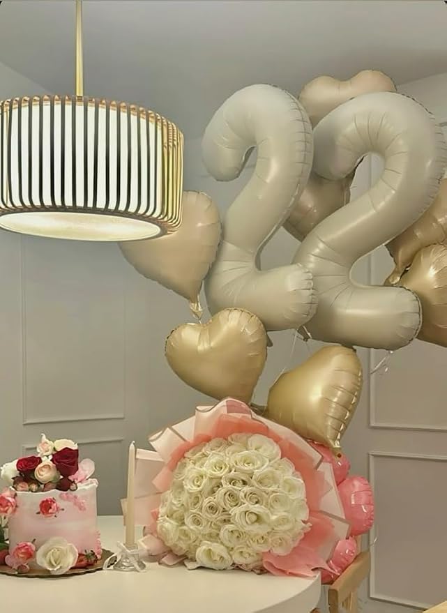 Number 40 Balloons 40 Inch for 40th Birthday Party Decorations, Cream | Jumbo - Image 4