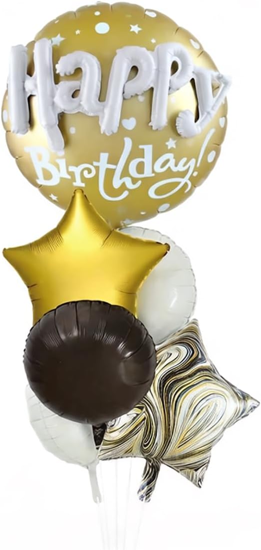 Happy Birthday Balloon Bouquet, Foil Balloons, Star and Marble Design, Party by DDywarm