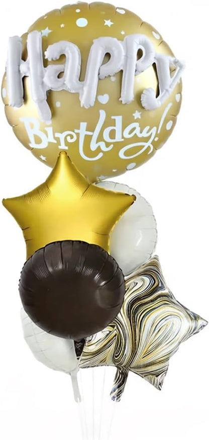 Happy Birthday Balloon Bouquet, Foil Balloons, Star and Marble Design, Party by DDywarm