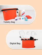 GOX Travel Toiletry Bag Carry On Zipper Pouch Cosmetic Kit Makeup Digital Bag Water Repellent Nylon (Orange)