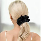 2PCS Black Extra Large Satin Scrunchies for Women Thick Hair - No Damage Hair Ties 6.3Inches Big Hair Scrunchy Oversized Thick Elastic Hair Bands Ponytail Holders Jumbo Scrunchies (Black*2)