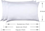 100% Mulberry Silk Pillowcases Set of 2 for Hair and Skin and Super Soft and Breathable King Size Nature Silk Pillowcases (King, White)