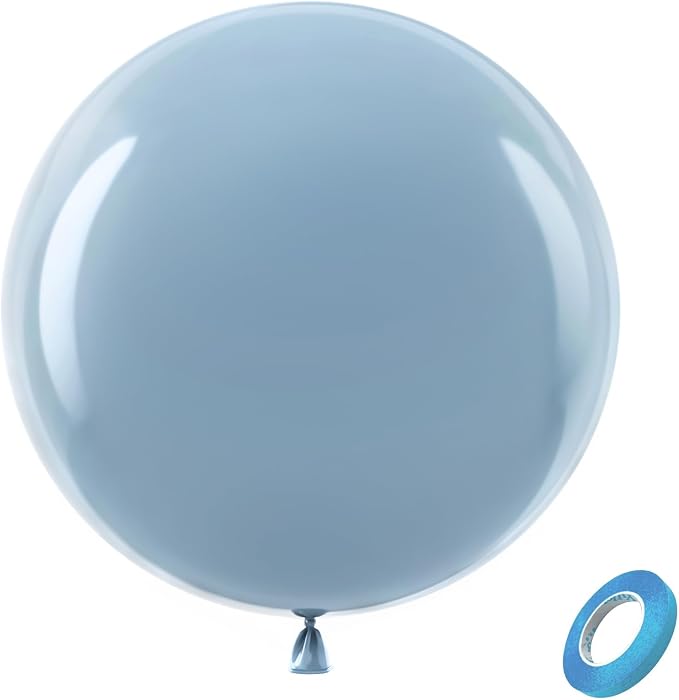 Bezente Dusty Blue Giant Latex Round Balloons 36 Inch 8 Pack | Haze Blue Large by Bezente