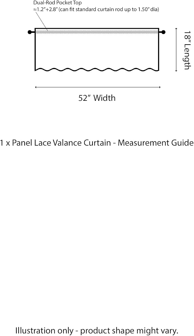 FINECITY White Lace Valance for Kitchen Window W52 x L18 Inch 1 Panel | Rod - Image 3