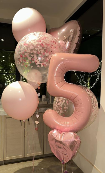 Pearl Pink Number 5 Balloon 40 inch, 5th Birthday Party Balloons Decorations | - Image 3