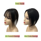 Anemone No Clips Human Hair Topper Piece Fringe Bangs for Women Wrap-Around Magic Paste with Invisible Lace for Natural Hair Loss Coverage (1B Lace Mid Bangs)