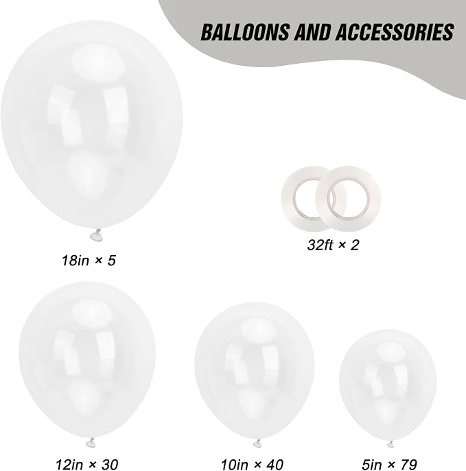 RUBFAC Clear Balloons 154pcs Different Sizes Balloon Arch Kit | Transparent - Image 2