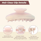 French Hair Claw Clips for Women Grils,4 Inch Strong Hold No Slip Grip Accessories Acetate material,not easily damaged,Thick or Thin Hair (Light Pink)
