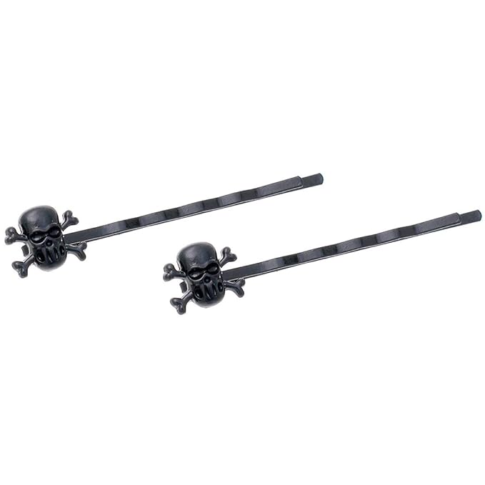 Rosemarie Collections Women's Spooktacular Halloween Hair Clip Bobby Pins Set (Skull And Crossbones Black)