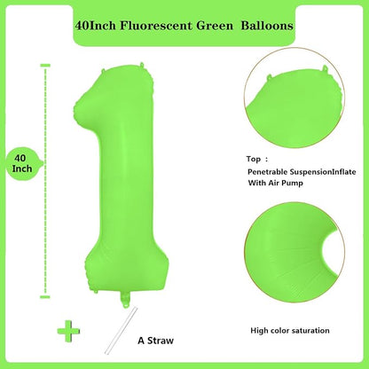 Fluorescent Green Number Balloon 40 inch Giant Foil Helium Balloons Green - Image 2