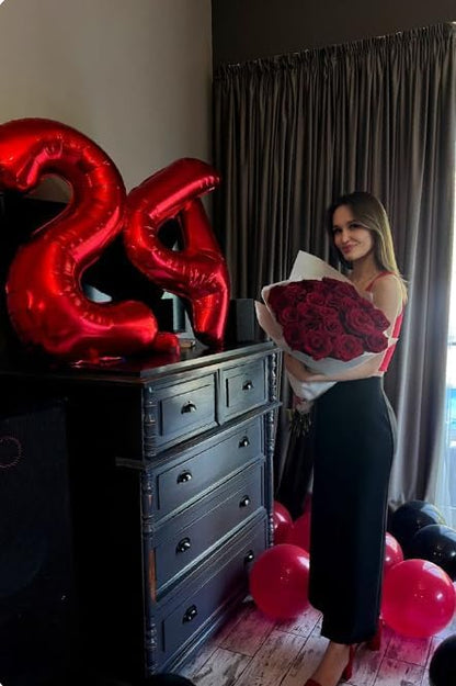 Red Number 4 Balloon 40 inch, Balloon numbers party supplies, deco photo shoot - Image 4
