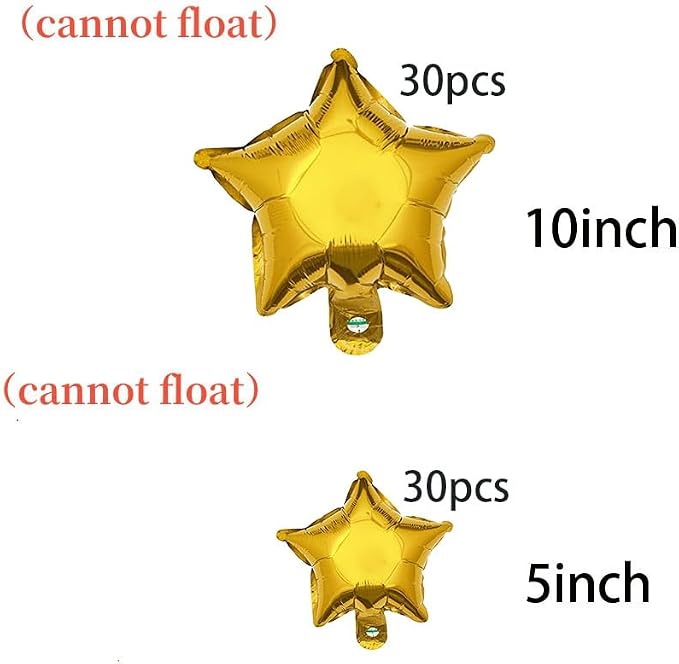 60pcs 2 Size Gold Star Shape Foil Balloon - Image 2