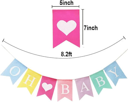 Oh Baby Banner & Decor Set for Baby Shower, Pre-strung Pastel Oh Baby Sign for - Image 7