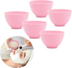 5-Piece Silicone Mixing Bowl Set, 3.3-Inch Microwaveable Silicone Bowls for Facial Masks, Mud Masks, and Other Skin Care Products Facial Bowls for Estheticians. (Pink)