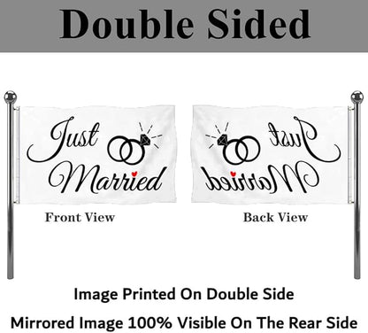 Just Married Flag Banner Outdoor Indoor Decoration Flag 3x5Feet Double Stitched - Image 3