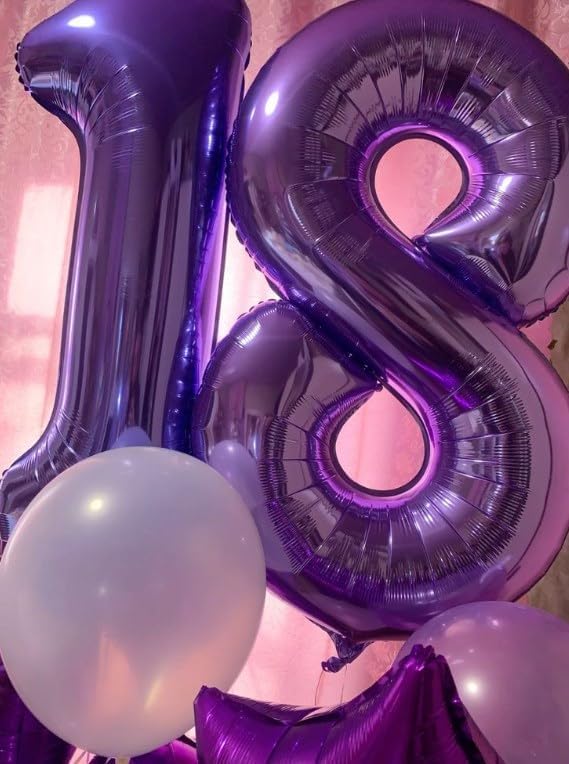 Purple Number 3 Balloon 40 inch, Balloon numbers party supplies, deco photo - Image 6