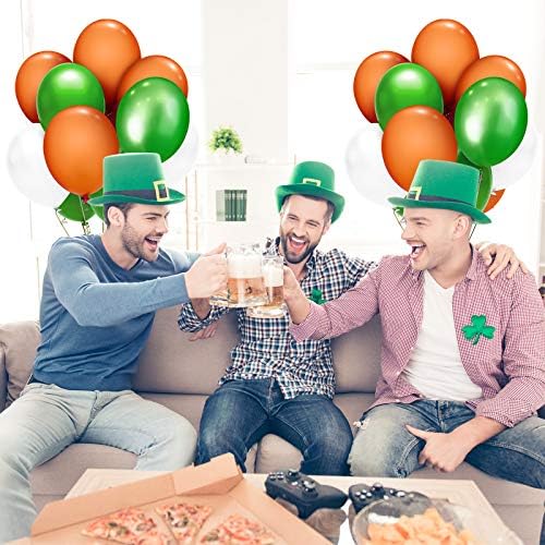 TecUnite 100 Pcs Orange White Green Latex Balloons 13 Inch Colorful Round - Image 5