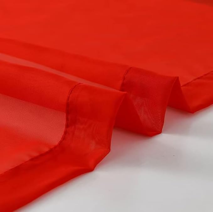 SpaceDresser Sheer Red Curtains 4 Panels Rod Pocket Semi-Sheer Curtain 72 - Image 6